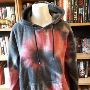 Hoodie - Heavy Cotton - Grey and Pink - Size Medium